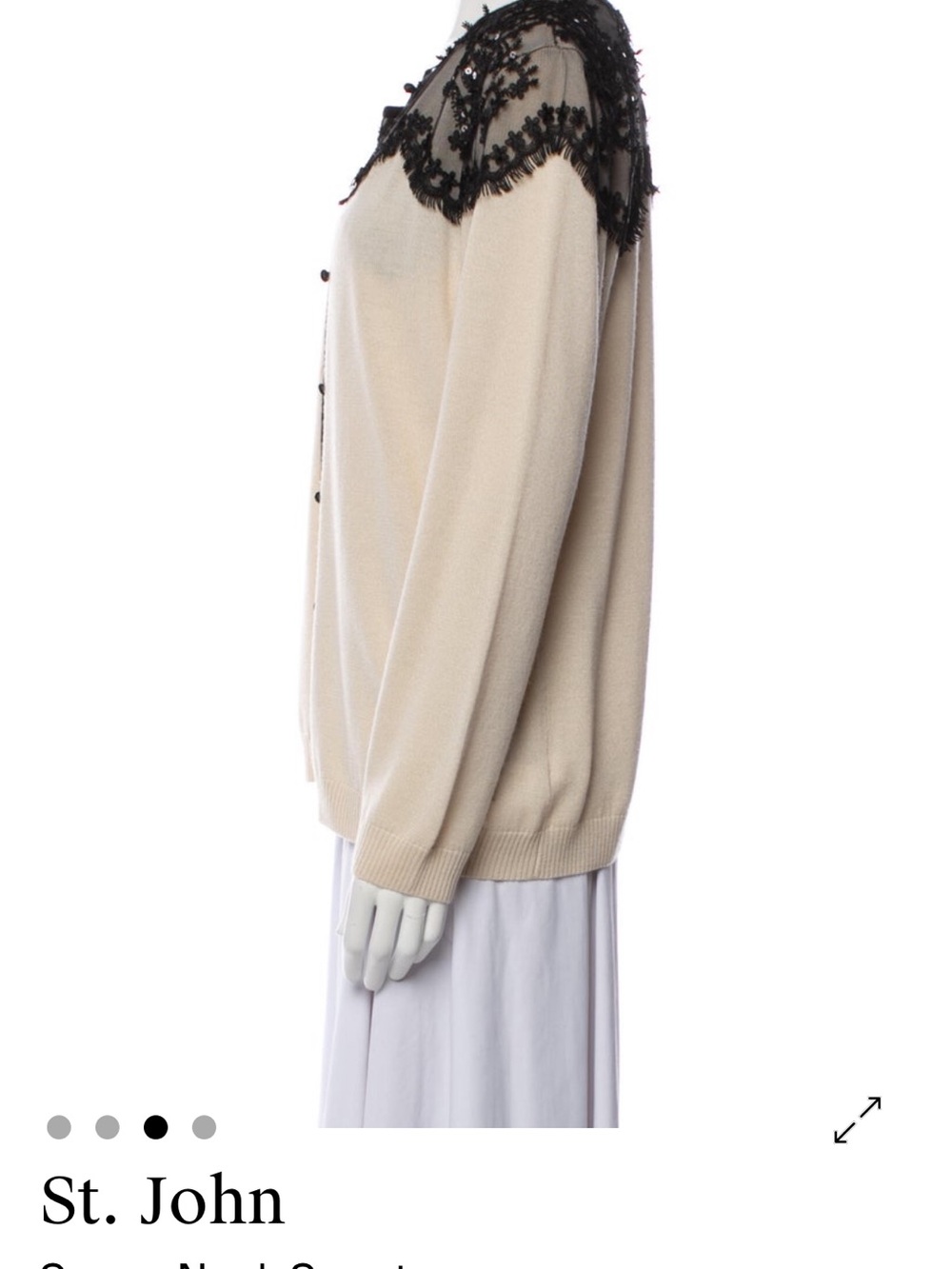 St. John Collection Cream & Black Lace Sweater Cardigan Set – Size M (US 6) - Picture 10 of 11